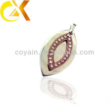 china alibaba Stainless Steel Jewelry men's pendant, custom leaf shaped rhinestone pendant